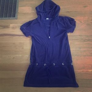 VENUS Blue Terrycloth Hooded Swim Cover Up Dress M
